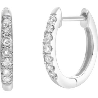 LuvMyJewelry Elina 0.25 Cts 14K Gold Diamond Huggie Hoop Earrings in 14K White Gold at Nordstrom