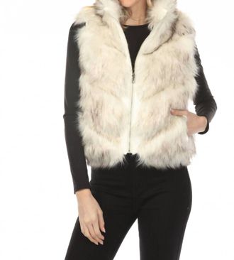 Metric Knits Reversible Faux Fur Vest In Ivory