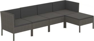 vidaXL Vidaxl - Set De Muebles De Jard&iacute;n 5 Pzas Y Cojines Rat&aacute;n Sint&eacute;tico Gris