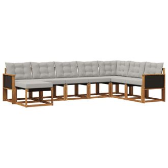 vidaXL Conjunto De Sof&aacute;s De Exterior 8 Pcs Natural Y Gris Claro Vidaxl
