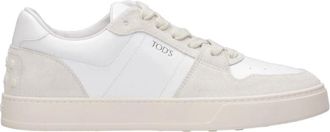 Tod's Calfskin Suede Sneakers - Heren - Sneakers - Wit - 40 1/2 EU - Leer - Schoenen