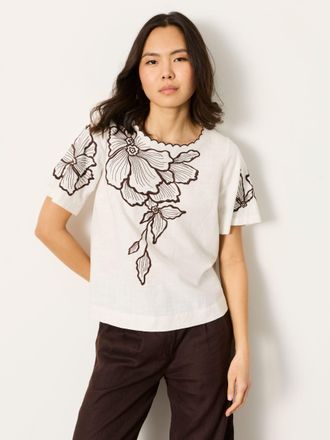 Fat Face FatFace Hazel Ivory Petite Embroidered Blouse
