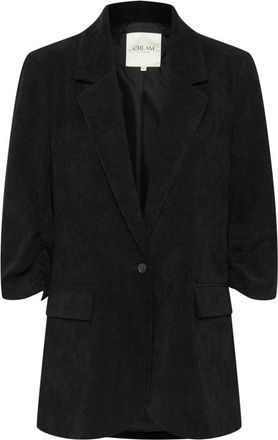 Cream Pitch Black Blazer met Gerimpelde Mouwen - Dames - Blazers - Zwart - XL - Jassen
