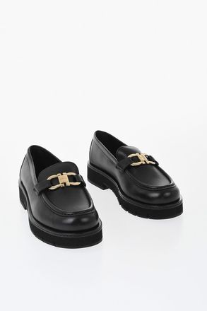 Ferragamo Mocassini MARYAN LUG in Pelle con Dettaglio Gancini Dorato Salvatore Ferragamo