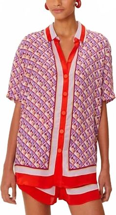 Farm Rio Graphic Pineapple Scarf Shirt In Multi