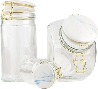 10 Strawberry Street Set of 3 Carrara Glasses Canisters