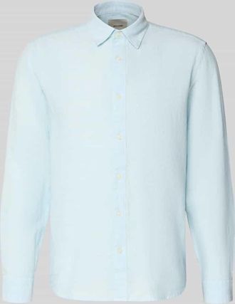 Only & Sons Slim Fit Freizeithemd aus Baumwoll-Leinen-Mix Modell CAIDENLS SOLID in Blau Melange, Gr&ouml;&szlig;e XXL