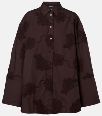 Rotate Lipy embroidered oversized cotton shirt