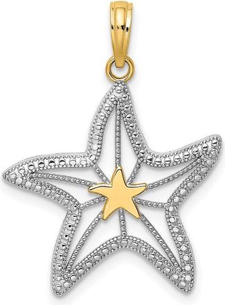 Diamond2Deal 14k Yellow Gold with White Rhodium Small Starfish Charm