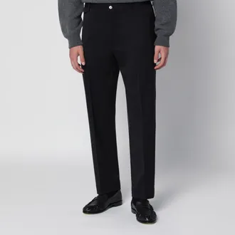 Santaniello Black tailored trousers in wool blend