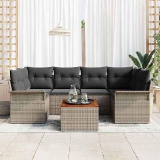 vidaXL Vidaxl - Conjunto De Sof&aacute; De Jard&iacute;n Con Coj&iacute;n 7 Pcs Gris 55 X 55 X 37 Cm