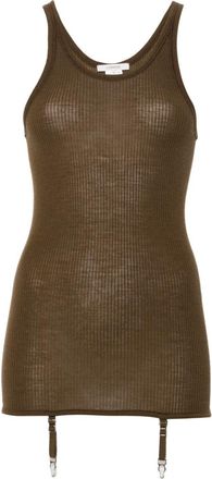 Christophe Lemaire suspenders-detail seamless tank top - women - Wool - M - Brown