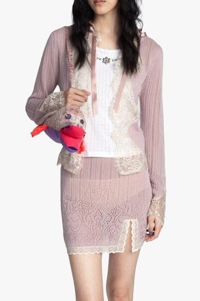 Anna Sui Lingerie Lace Knit Cardigan in Blush at Nordstrom, Size X-Small