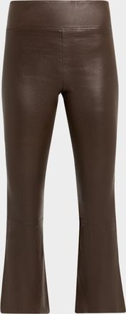 SPRWMN High-Waist Flare-Leg Cropped Leather Leggings