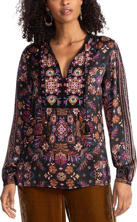 Johnny Was Brandi Silk-Blend Blouse