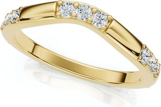 Pompeii3 1/3Ct Diamond Contour Wedding Guard Ring Womens Band 14k Gold Lab Grown