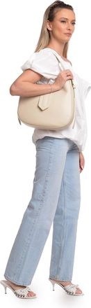 Isabella Rhea Beige Rundleer Tas