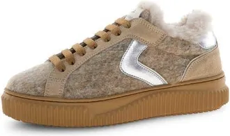 Voile Blanche Lipari Geniune Shearling Lined Sneaker in Beige/khaki at Nordstrom, Size 37
