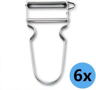OEM Pelador De 6 Piezas - Pelador De Patatas - Hoja De Doble Filo - Extra Afilado - Mango De Metal - 11,5 X 5 Cm - Plateado