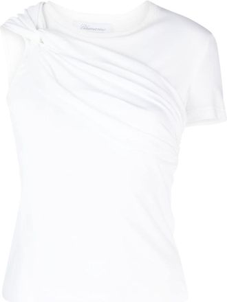 Blumarine twist-detail cotton T-shirt - women - Cotton - S - White