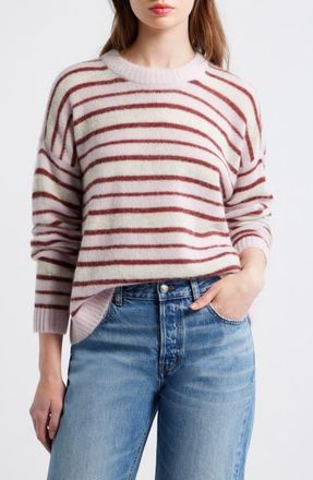 Madewell Oversize Pullover Sweater in Pink Multi Stripe at Nordstrom, Size Xx-Small