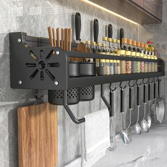 OEM Soporte De Pared Para Utensilios De Cocina, Especiero Con Ganchos, Estante Colgante De Pared Para Esp&aacute;tula Y Cuchara, Organizador De Botes De Especias