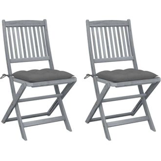 vidaXL vidaXL Sedie da Giardino Pieghevoli 2 pz con Cuscini Massello Acacia