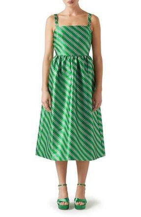 L.k. Bennett Elodie Metallic Geo Jacquard Midi Dress in Green at Nordstrom Rack, Size 12 Us / 16 Uk