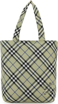 Burberry Equestrian Knight-Embroidered Checked Tote Bag