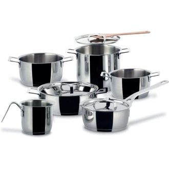 Alessi AJM100S9, Set Pentole con Coperchi, Acciaio Inossidabile, 9 pezzi