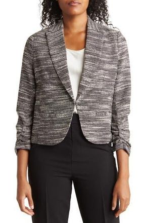 Amanda + Chelsea Notch Lapel Boucl&eacute; Blazer in Black/White at Nordstrom Rack, Size X-Large P