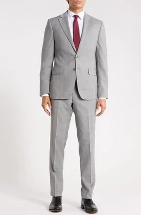 Original Penguin Two Button Notch Lapel Flap Pocket Suit in Grey/Red at Nordstrom Rack, Size 36 Regular