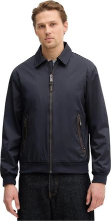 Guess Jassen, Heren, Blauw, L, Leer, Bomberjack