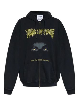 VETEMENTS graphic-print zip-up hoodie - Black