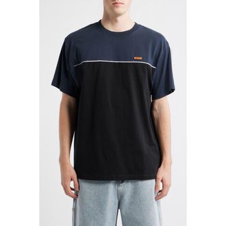 Rip Curl Halfa Panel Cotton T-Shirt in Black/Navy at Nordstrom, Size Xx-Large