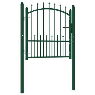 vidaXL Puerta De Valla Con Picos Acero Verde 100x100 Cm Vidaxl