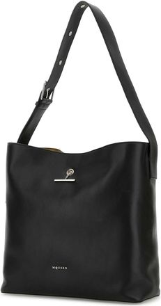 Alexander McQueen Mens Pendant Shoulder Bag Black Calf