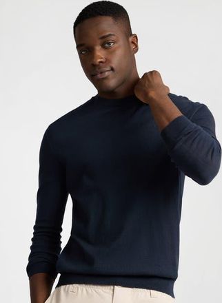 Onia Fine Cotton Knit Long Sleeve Crewneck Sweater in Midnight at Nordstrom, Size X-Large