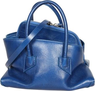 The Attico Tassen, Dames, Blauw, ONE Size, Leer, Blauw leer met craquel&eacute;