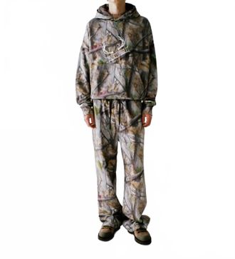 Jungles Mens Antler Real Fake Tree Hoodie In Camo