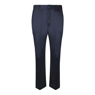Moncler Elastic Waistband Chino Trousers - male - Moncler - Chinos - Blue - L - Trousers