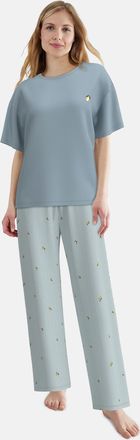 Tom Tailor Pyjama TOM TAILOR, Damen, Gr. 36, blau, mittel, streifen, Single Jersey, Obermaterial: 95% Baumwolle, 5% Elasthan, bequem, Rundhals, Homewear-Sets Pyj