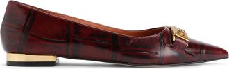 Kurt Geiger Womens Leather Kingsley Pointed Flat Ballet Flats - Wine - Size UK 6