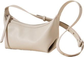 Generic Leather Bag Versatile Shoulder Crossbody Underarm Area Cowhide(Creamy white)