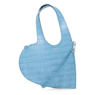 Coperni Tassen, Dames, Blauw, ONE Size, Leer, Croco Mini Heart Tote