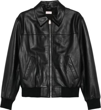 Fursac Leren shirtjack - Zwart