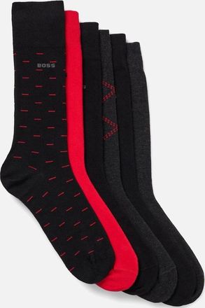 HUGO BOSS Mens BOSS Black 6P RS GiftDesign CC Socks 640 Open Red - Black/Black - Size: 16/14.5/8/15/8.5/15.5/9/13/13.5/14/6.5/7/7.5/11.5/5/12/5.5/12.5/6/3.5/3