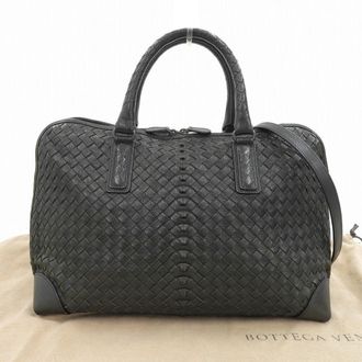 Bottega Veneta Black Leather Boston Bag (Pre-Owned)