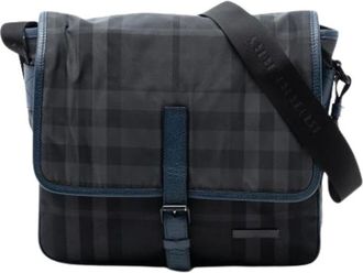 Burberry Pre-owned Cross Body Bags, female, Gray, Size: ONE SIZE Pre-owned Smoke Check Crossbody Bag