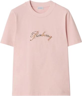 Burberry Katoenen T-shirt met logo - Roze